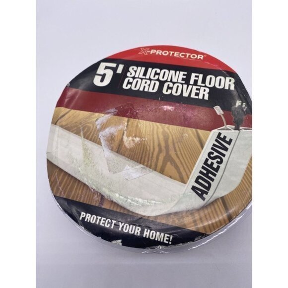 X-Protector Cord Cover 5ft Red Silicone Self-Adhesive Cord Guard for Floor - Picture 4 of 5